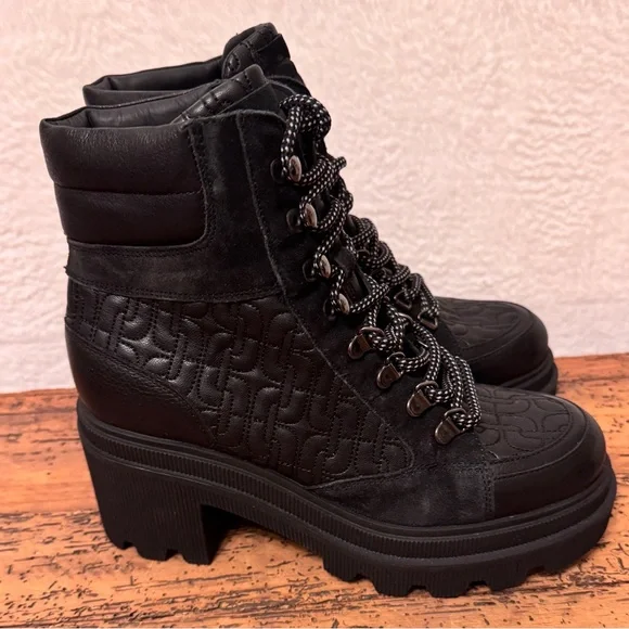 Women’s Voile Blanche Loden Lug Leather Trim Black Booties Boots, Size 5 - Picture 7 of 10